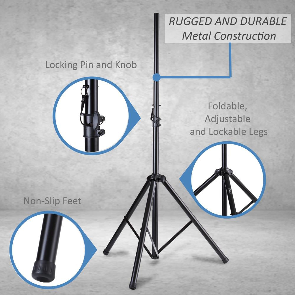 Pyle PSTK107 Dual Speaker Tripod Stand Adjustable Mount Holders Pair (2 Pack) - VMInnovations