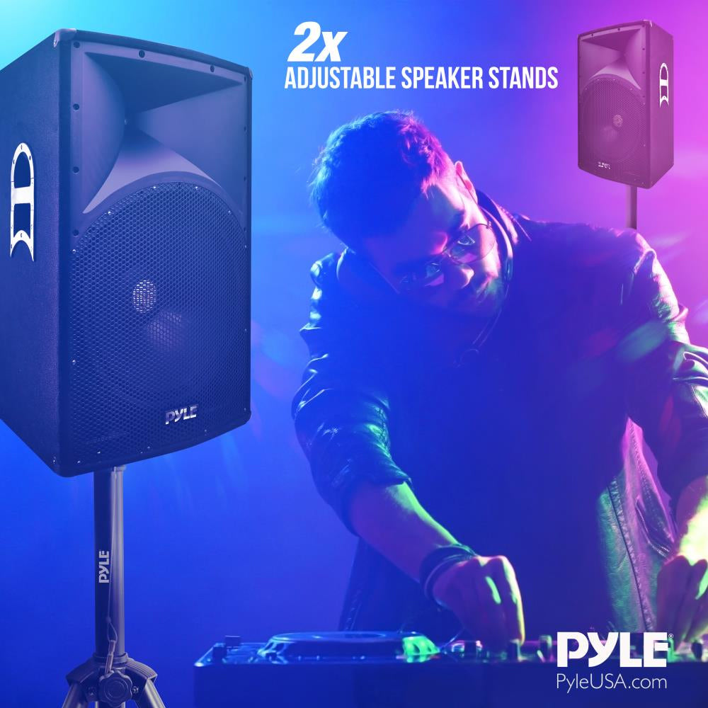 Pyle PSTK107 Dual Speaker Tripod Stand Adjustable Mount Holders Pair (4 Pack) - VMInnovations