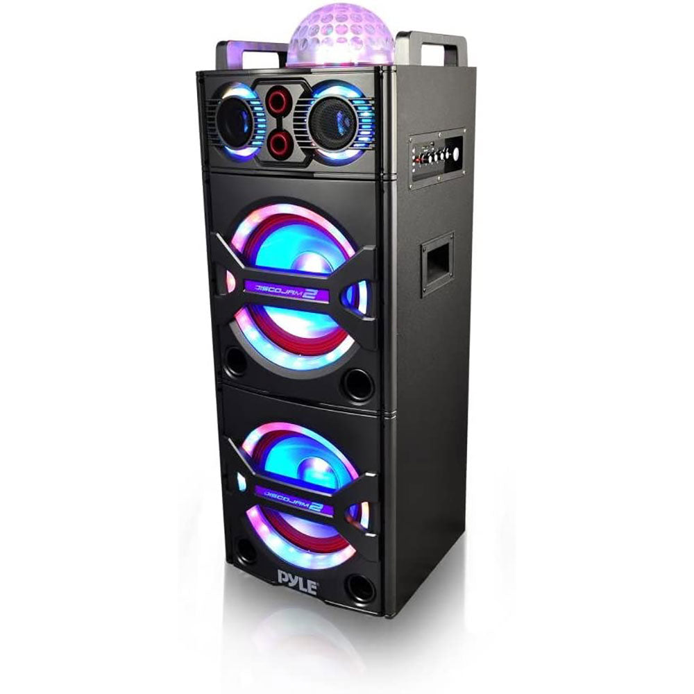 Pyle 2 x PSUFM1043BT Portable Bluetooth Speaker System with LED Lights (2 Pack)