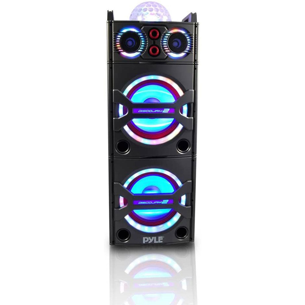 Pyle 2 x PSUFM1043BT Portable Bluetooth Speaker System with LED Lights (2 Pack)