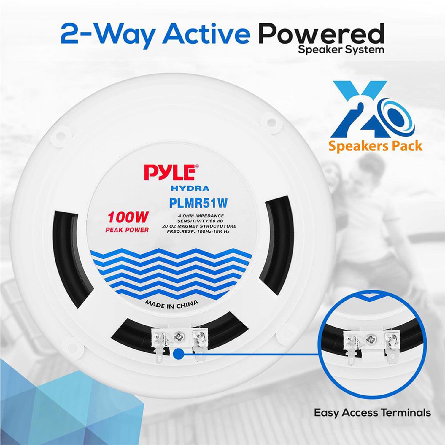 Pyle PLMRKT32WT Marine Receiver Stereo System w/ Pair 5.25 Inch Speakers, White - VMInnovations