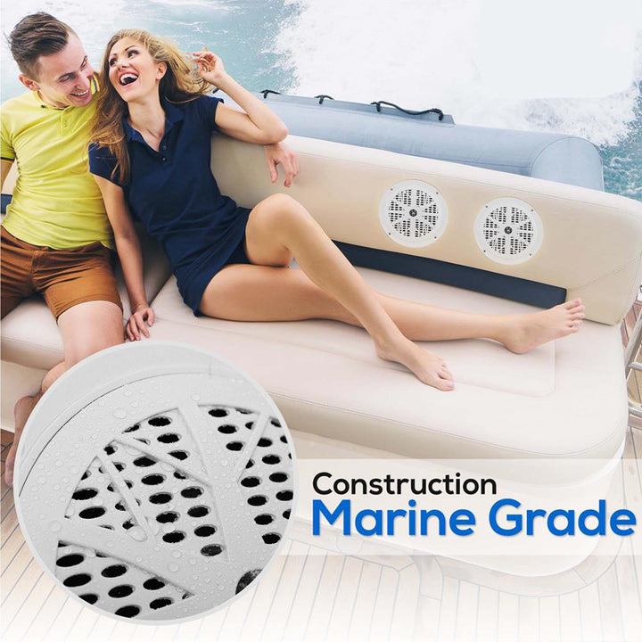 Pyle PLMRKT32WT Marine Receiver Stereo System w/ Pair 5.25 Inch Speakers, White - VMInnovations