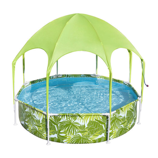 H2OGO! Kids Splash-in-Shade Round Above Ground Pool with Canopy Sunshade, Green
