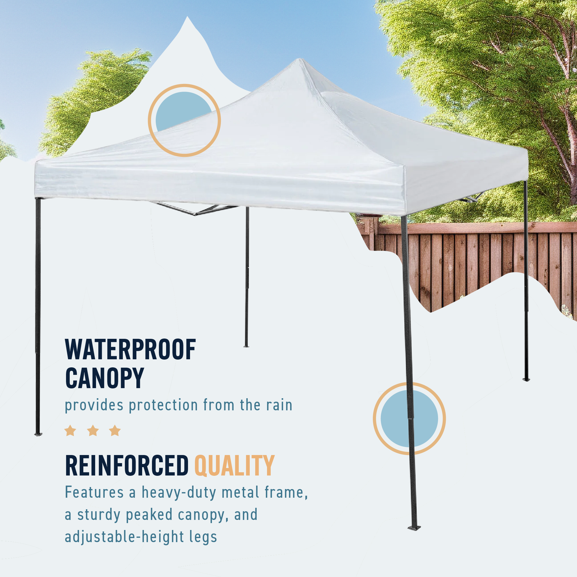 Trappers Peak 6 1/2-by-6 1/2-Foot Folding Pop-Up Shade Canopy, White (Open Box) - VMInnovations