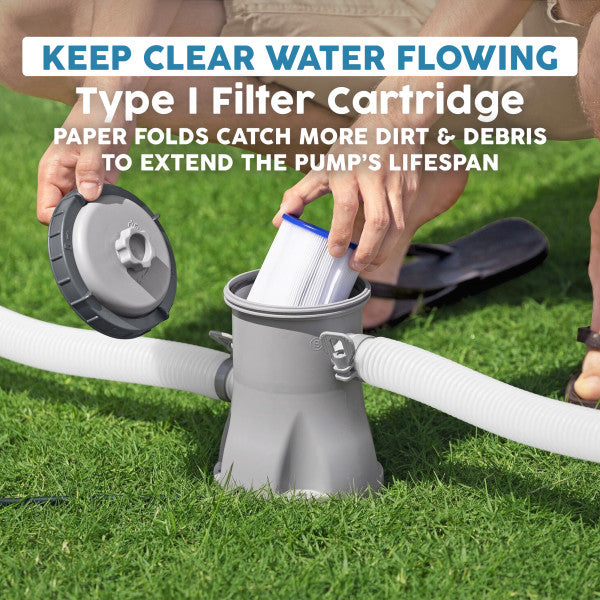 Bestway 58511E-BW Flowclear 330 Gallon Above Ground Pool Pump with GFCI Plug