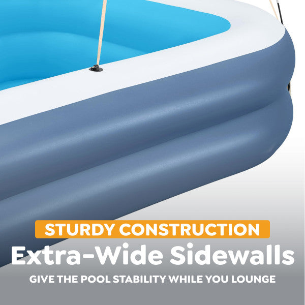 H2OGO! 8 Foot 4 Inch by 70 Inch Summer Bliss Shaded Inflatable Family Pool