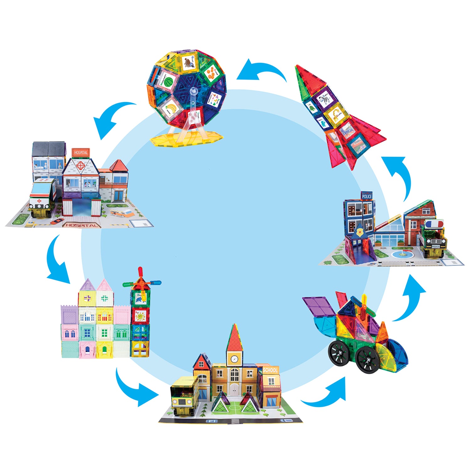 Picasso Tiles 3in1 Master Builder Magnetic Kids Block Set, 300 Piece (Open Box) - VMInnovations