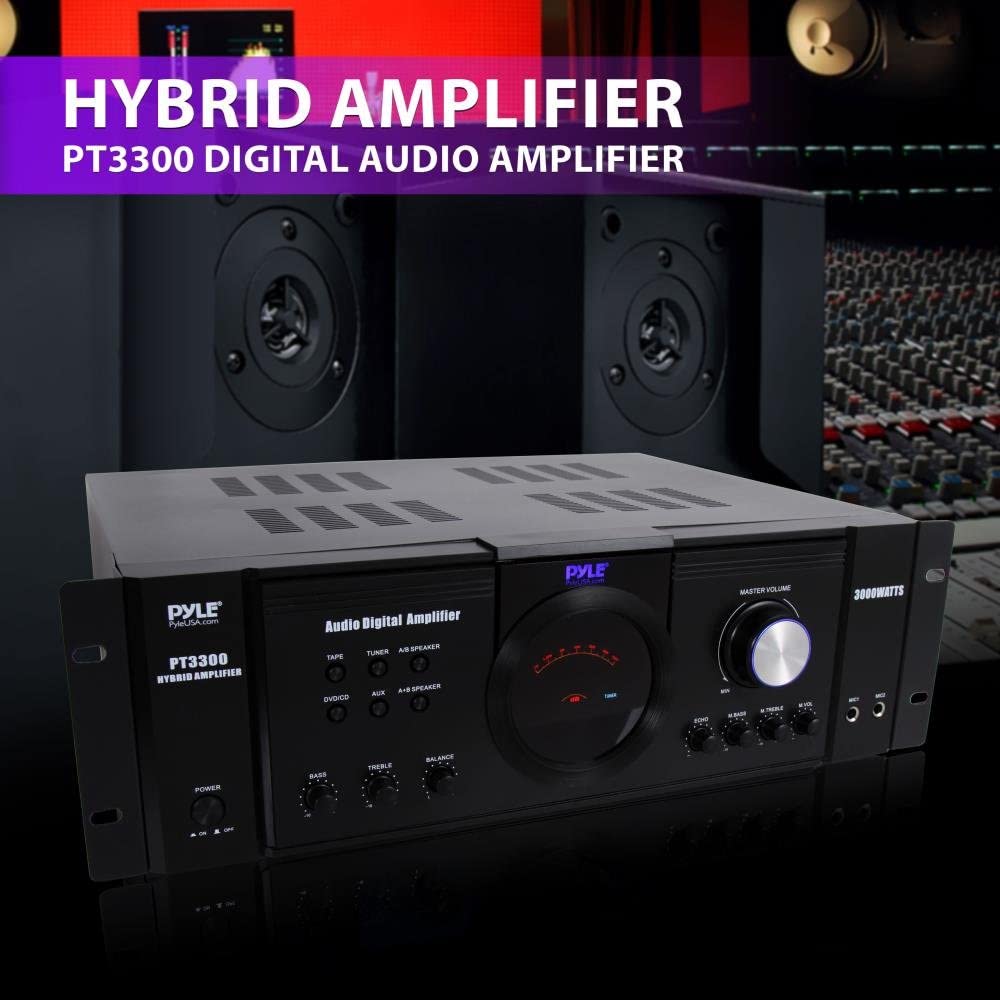 PYLE PRO PT3300 3000 Watt Rack Mountable Home Power Stereo LED PA DJ Amplifier