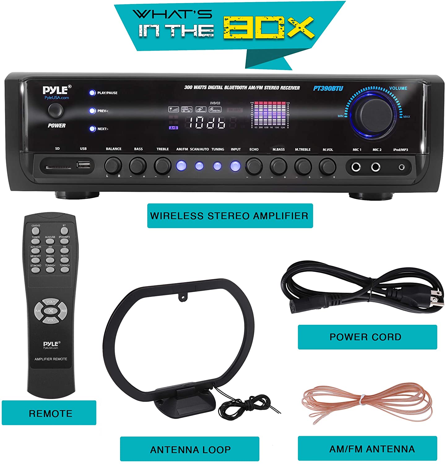 Pyle PT390BTU Digital Home Theater Bluetooth 4 Channel Radio Aux Stereo Receiver - VMInnovations