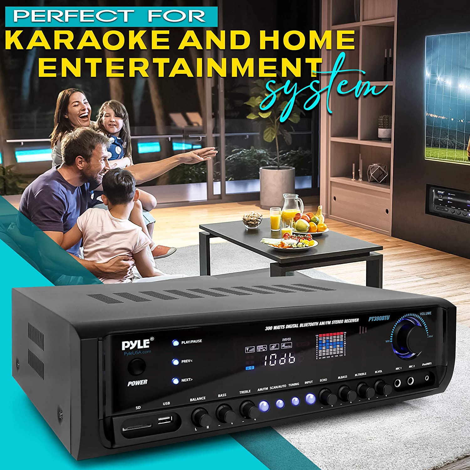 Pyle PT390BTU Digital Home Theater Bluetooth 4 Channel Radio Aux Stereo Receiver - VMInnovations