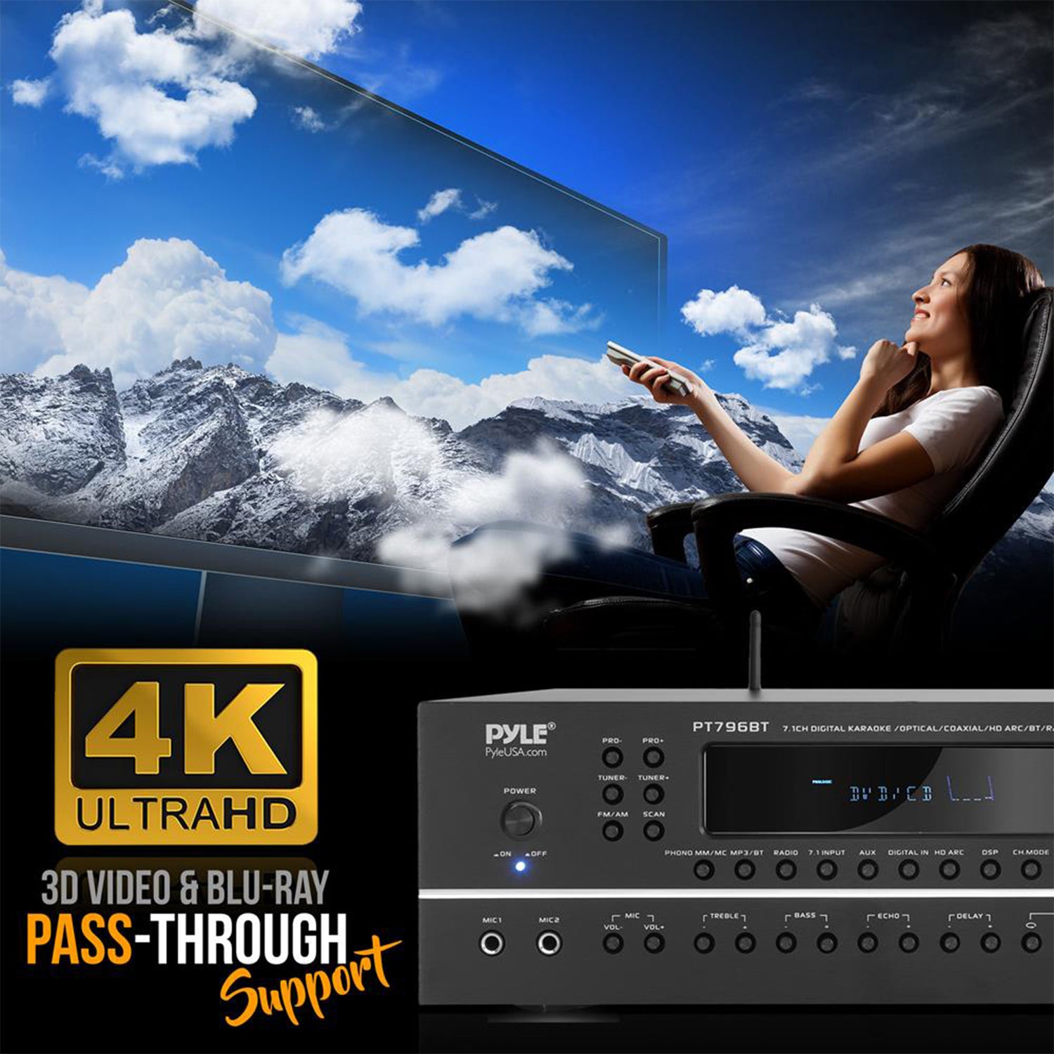 Pyle Wireless Streaming Home Theater Receiver w/ 4K Ultra Support(Open Box) - VMInnovations