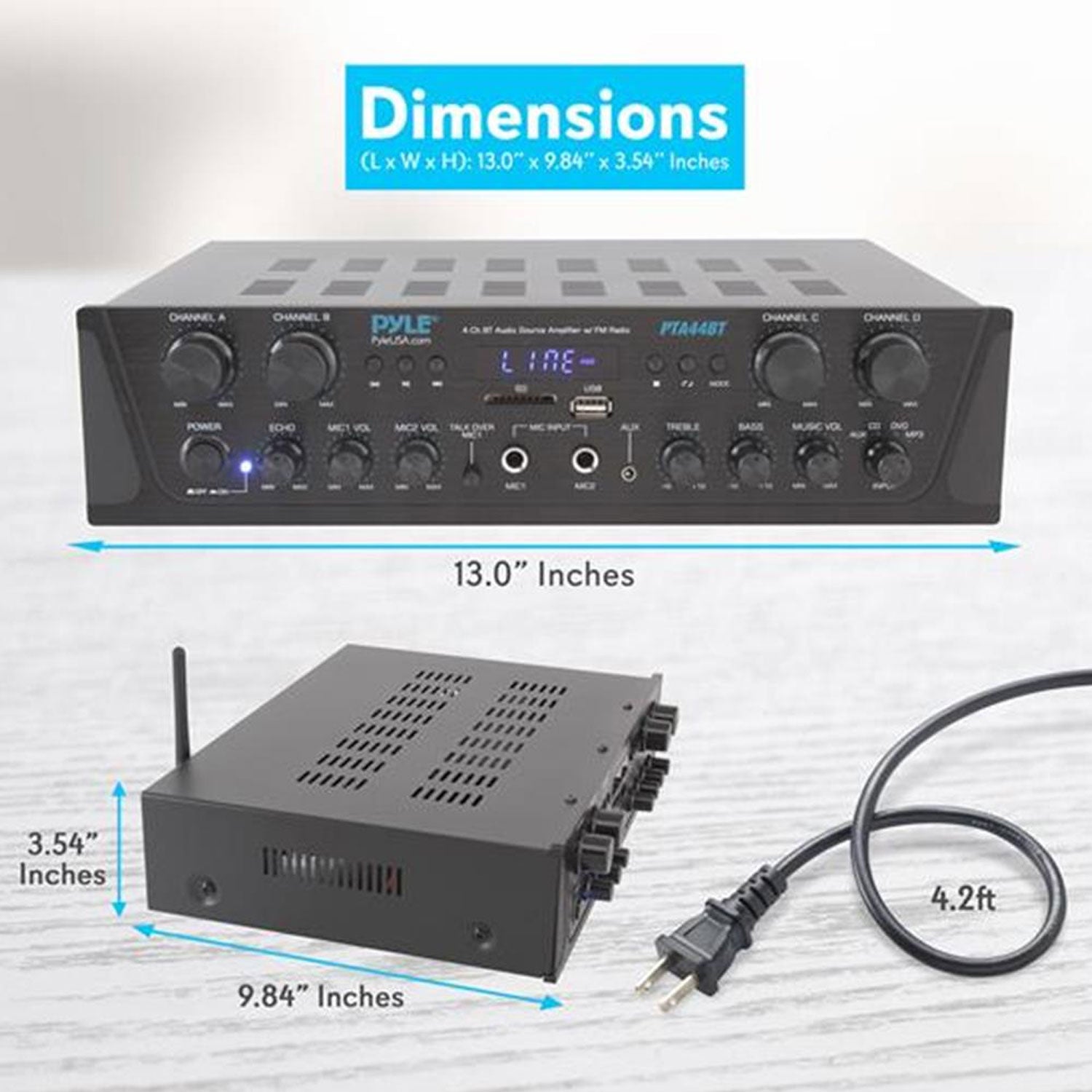Pyle PTA44BT Bluetooth Home Audio 500 Watt 4 Channel Amplifier Receiver (4 Pack) - VMInnovations