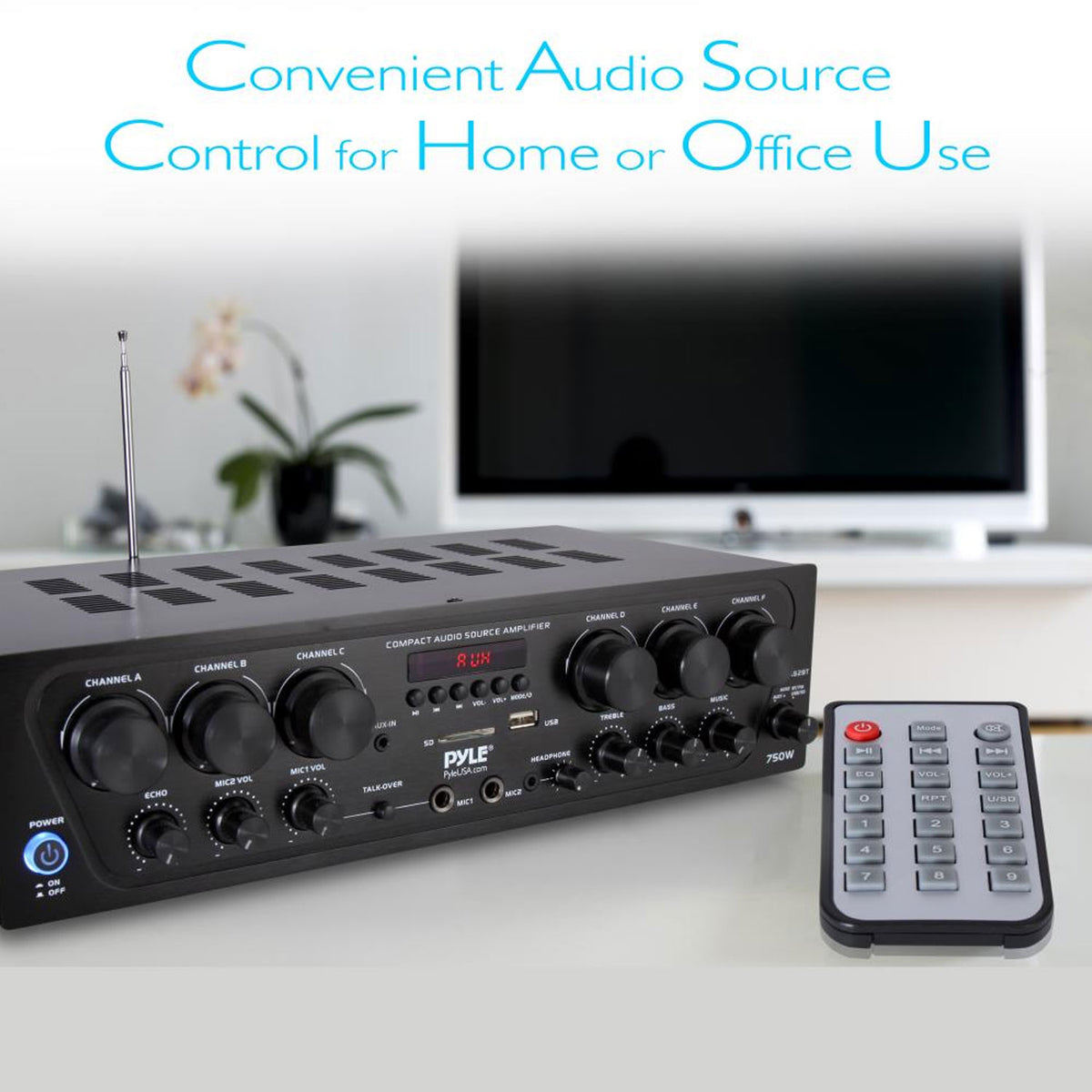 Pyle Bluetooth Home Audio 750 Watt 6 Channel Amplifier Stereo Receiver (4 Pack)