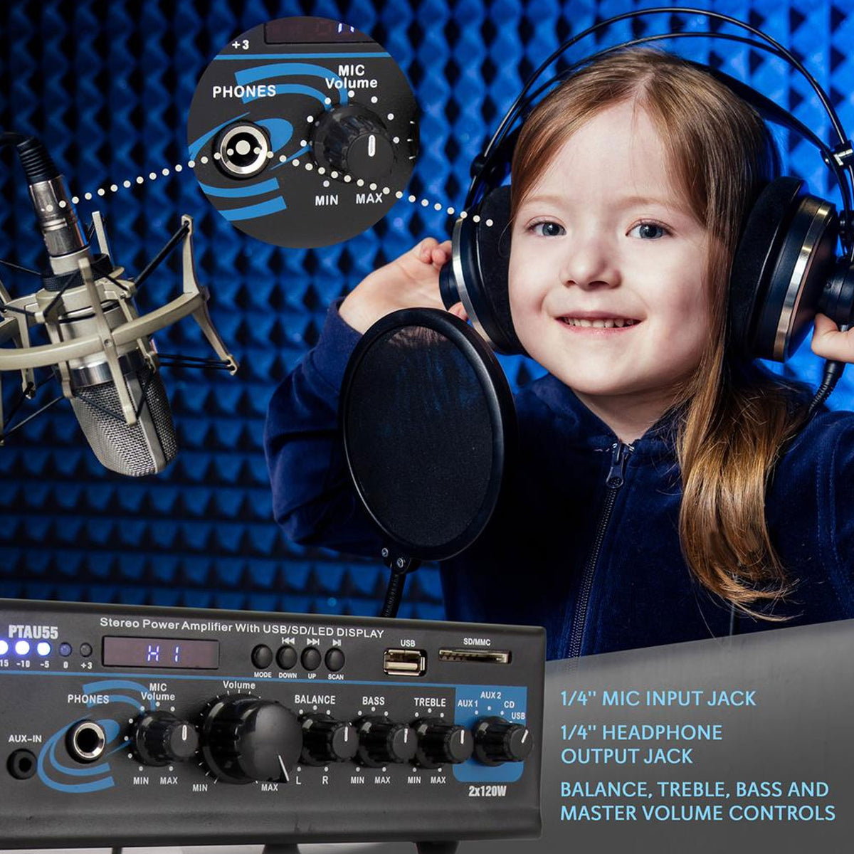 Pyle Bluetooth Audio 2 x 120 Watt 2 Channel Power Amplifier Receiver (Open Box)