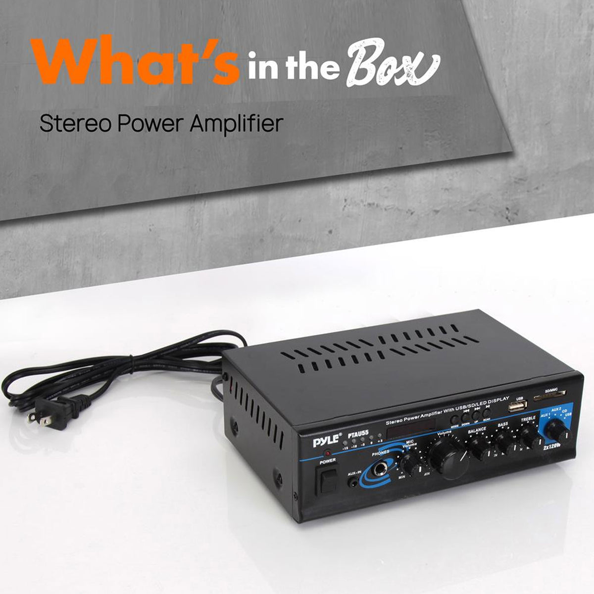 Pyle Bluetooth Audio 2 x 120 Watt 2 Channel Power Amplifier Receiver (Open Box)