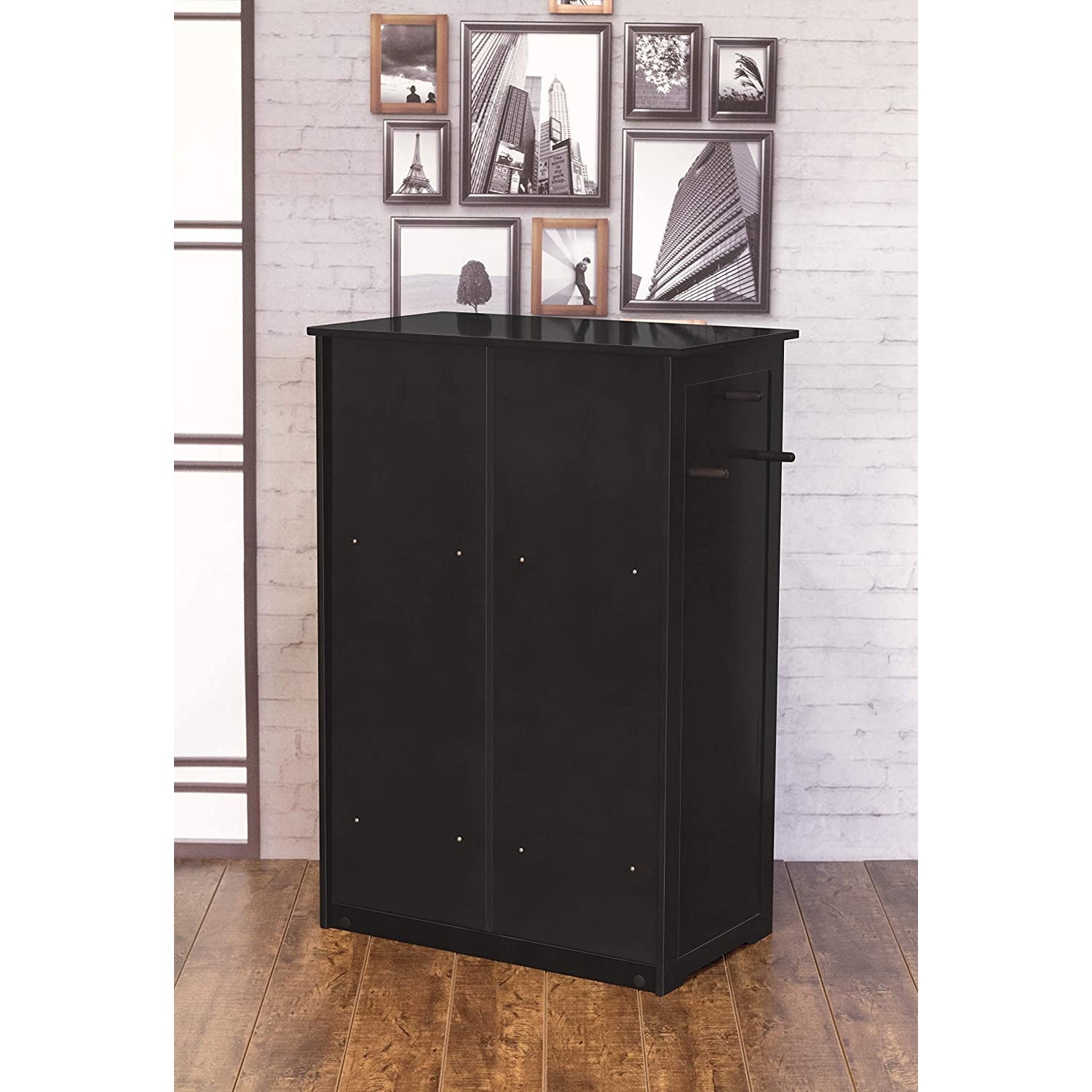 Zoovilla Pet Feeder Large Storage Bin with Hidden Elevated Dog Bowl Stand, Black