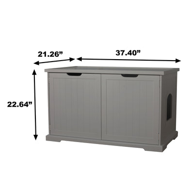 Merry Pet Cat Washroom Bench with Removable Partition Wall, Gray (Open Box)
