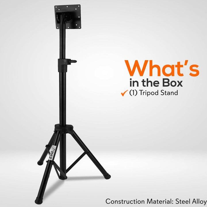 Pyle Foldable Portable Adjustable Height Steel Tripod Flatscreen TV Stand, Black - VMInnovations