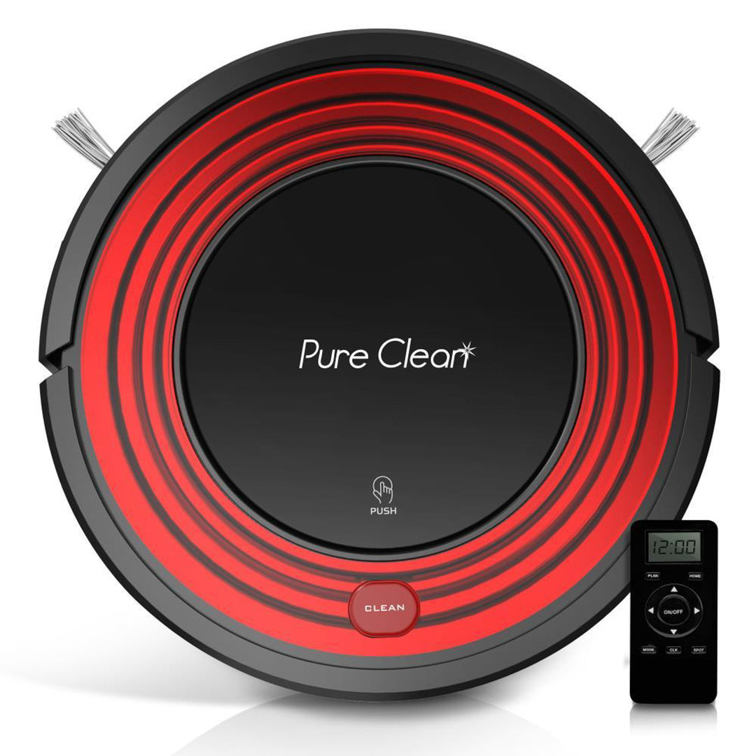 PureClean Automatic Programmable Robot Vacuum Home Cleaning System, Red (Used) - VMInnovations