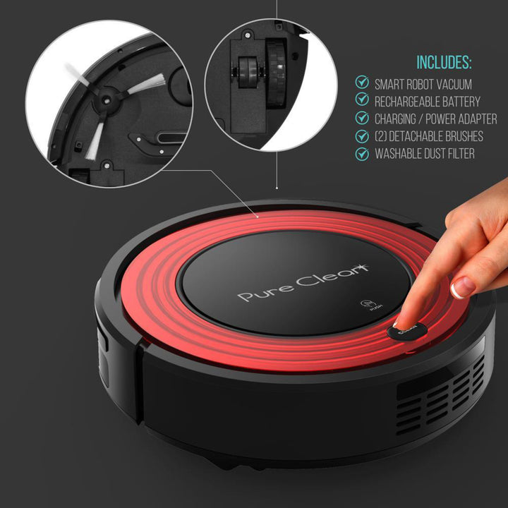 PureClean Automatic Programmable Robot Vacuum Home Cleaning System, Red (Used) - VMInnovations