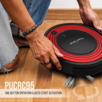 PureClean PUCRC95 Programmable Robot Vacuum Home Cleaning System, Red (4 Pack)