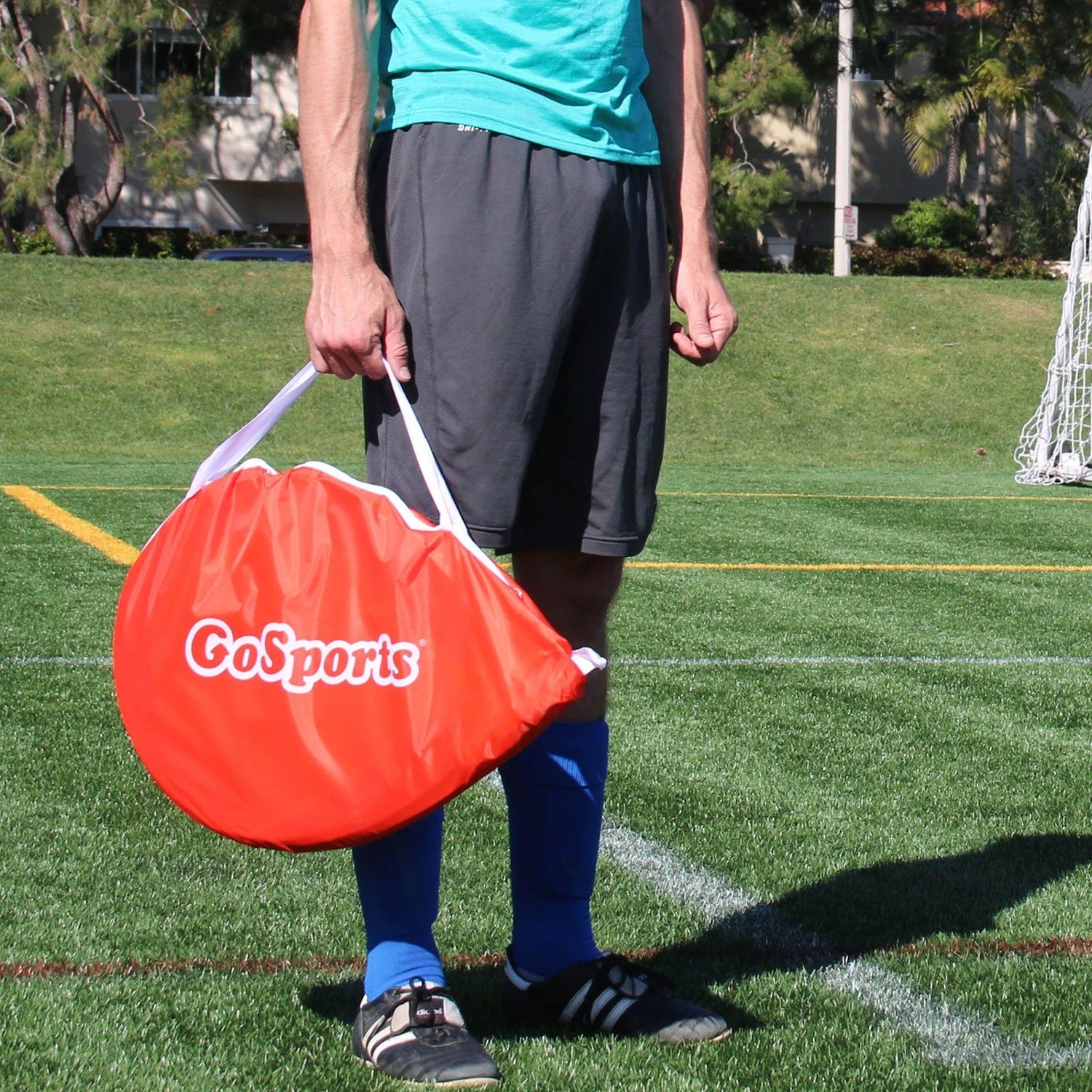 GoSports Portable Pop Up 4 foot Soccer Goals with Set of 2 Nets, Cones and Case