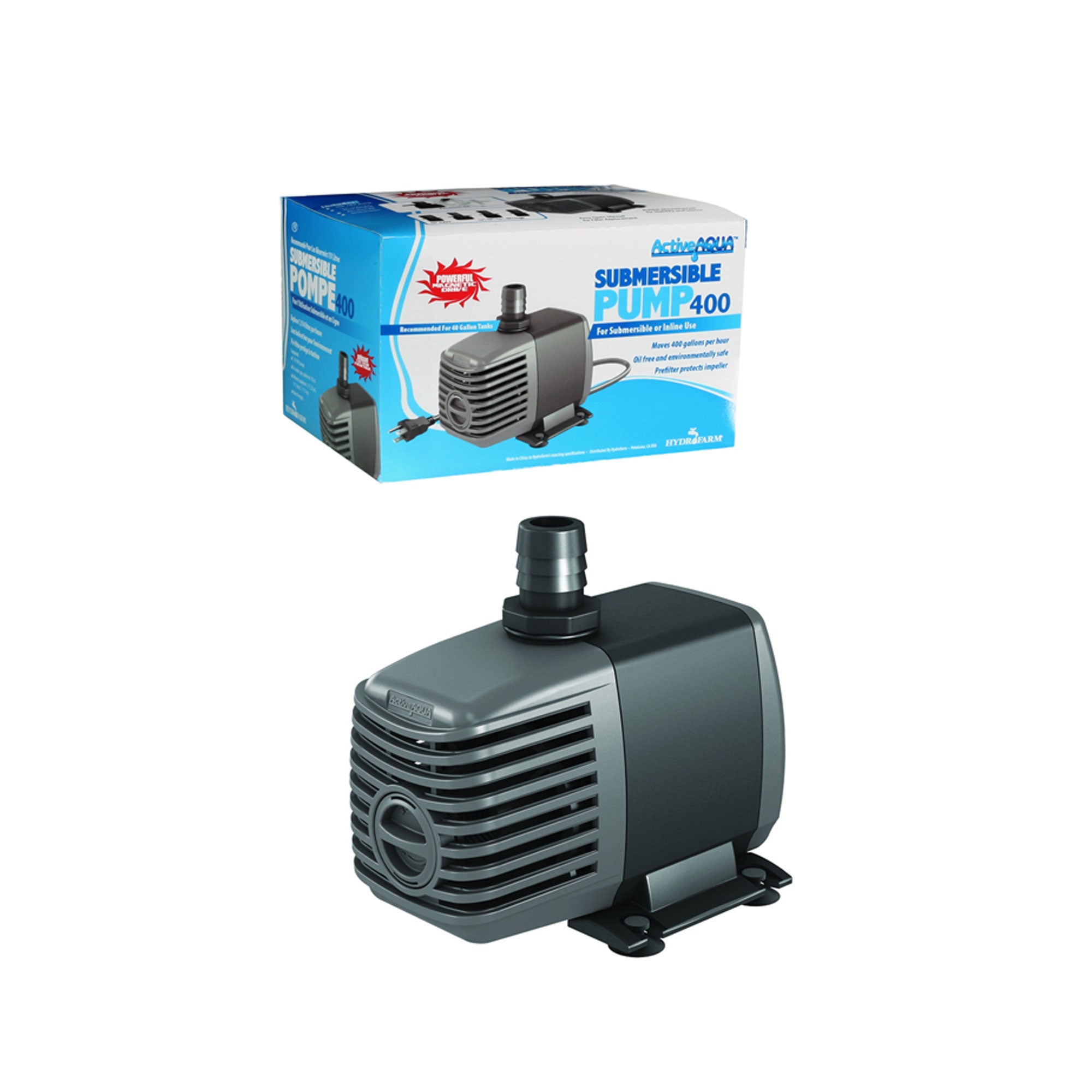 HYDROFARM Active Aqua 400 GPH Submersible Hydroponics Water Pump Pond (Open Box) - VMInnovations