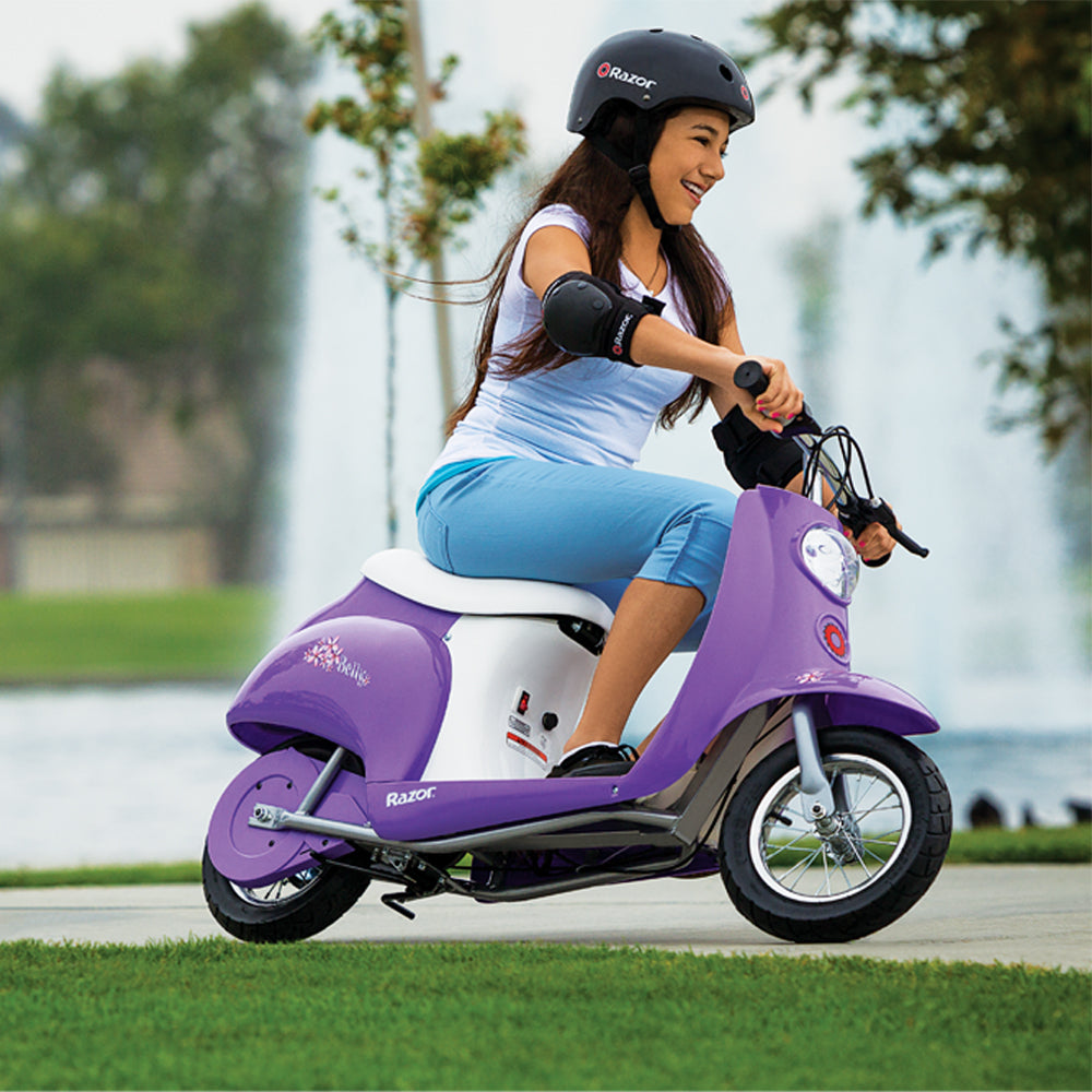 Razor Pocket Mod Betty Euro 24V Electric Kids Scooter w/ Helmet, and Pads