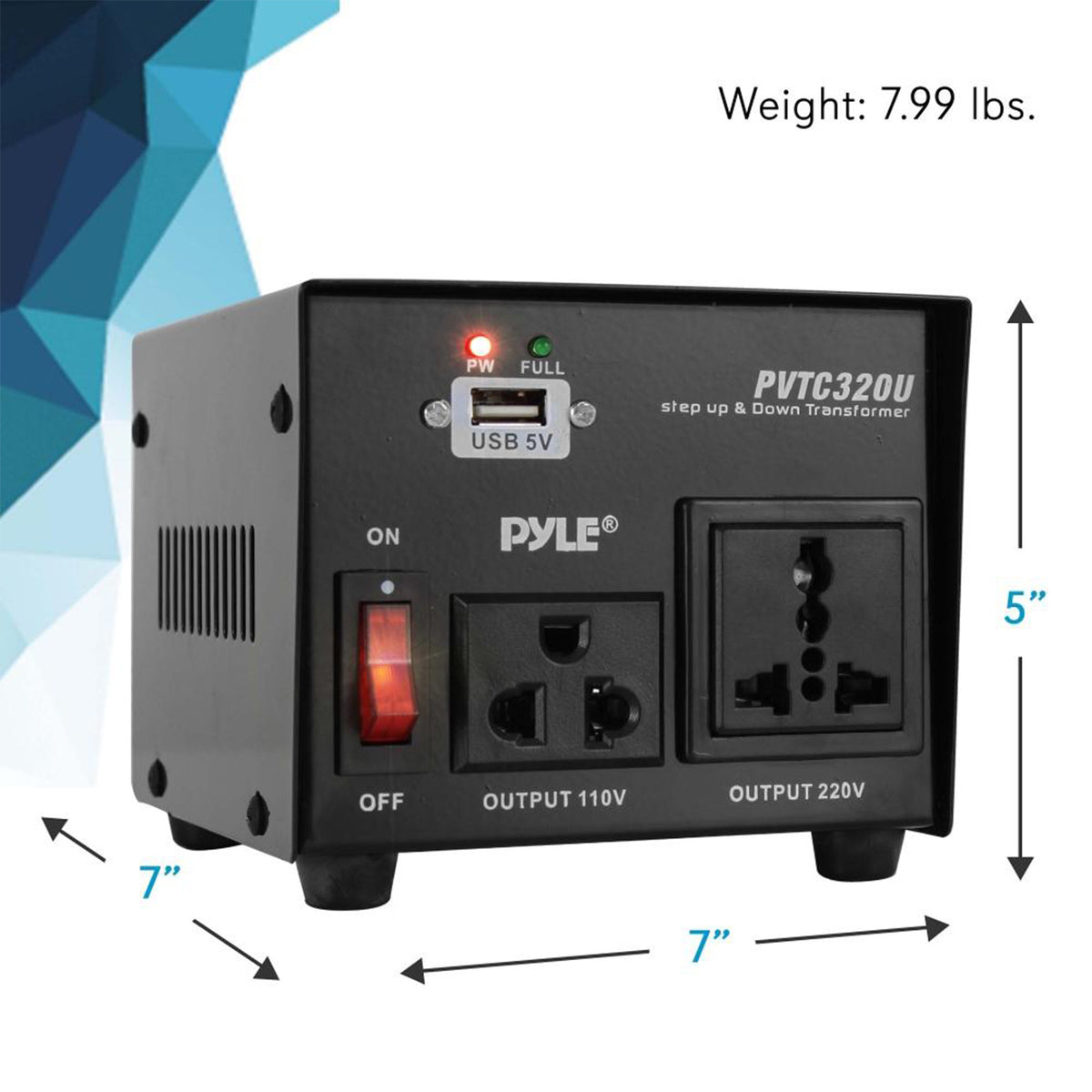 Pyle PVTC320U Step Up and Step Down 500 Watt Power Supply Voltage Converter