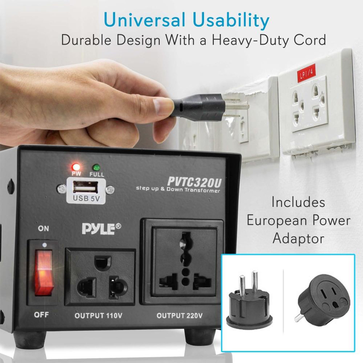 Pyle PVTC320U Step Up and Step Down 500 Watt Power Supply Voltage Converter