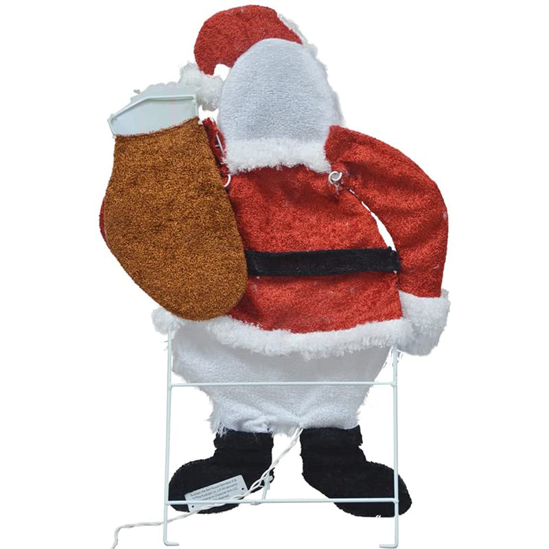 ProductWorks 32 Inch Pre Lit Santa & 24 Inch Snowman Christmas Yard Decorations