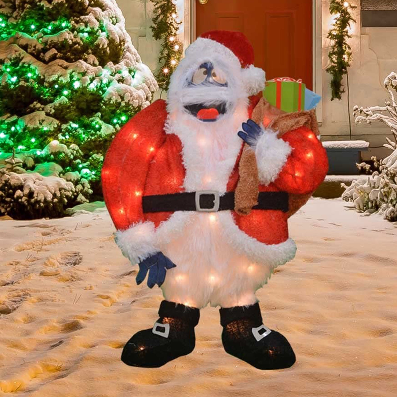 ProductWorks Rudolph 24in Snowman Santa Pre Lit Christmas Yard Decoration (Used) - VMInnovations