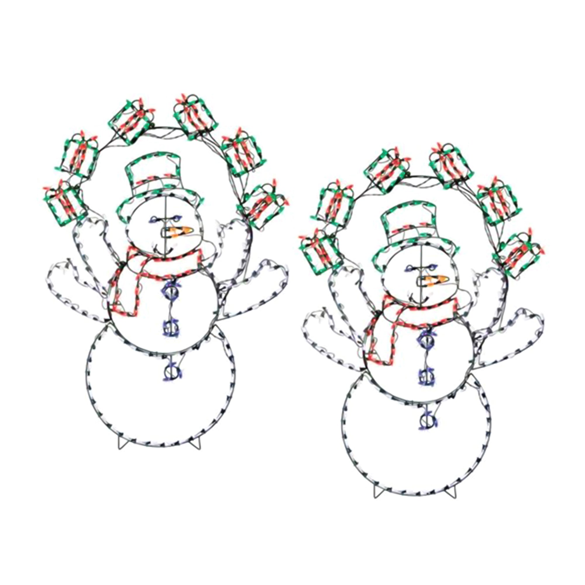 ProductWorks 2 Pack 60" Pro-Line LED Animation Juggling Snowman Christmas Decor - VMInnovations