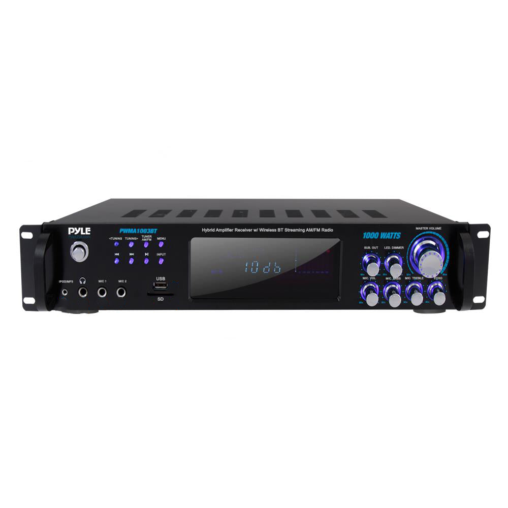 Pyle PWMA1003BT 1000 Watt Bluetooth Preamplifier System w/ Microphones (2 Pack)
