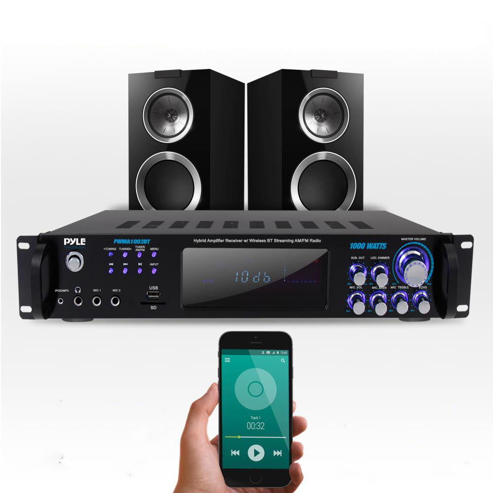 Pyle PWMA1003BT 1000 Watt Bluetooth Preamplifier System w/ Microphones (4 Pack) - VMInnovations
