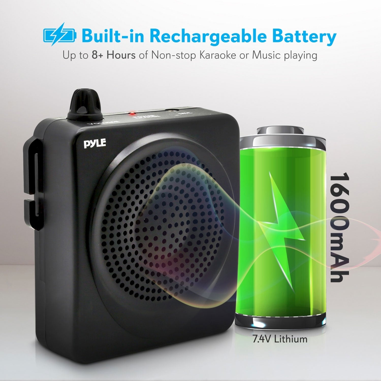 PylePro PWMA50B 50 Watt Portable Rechargeable PA System with Headset Mic, Black - VMInnovations
