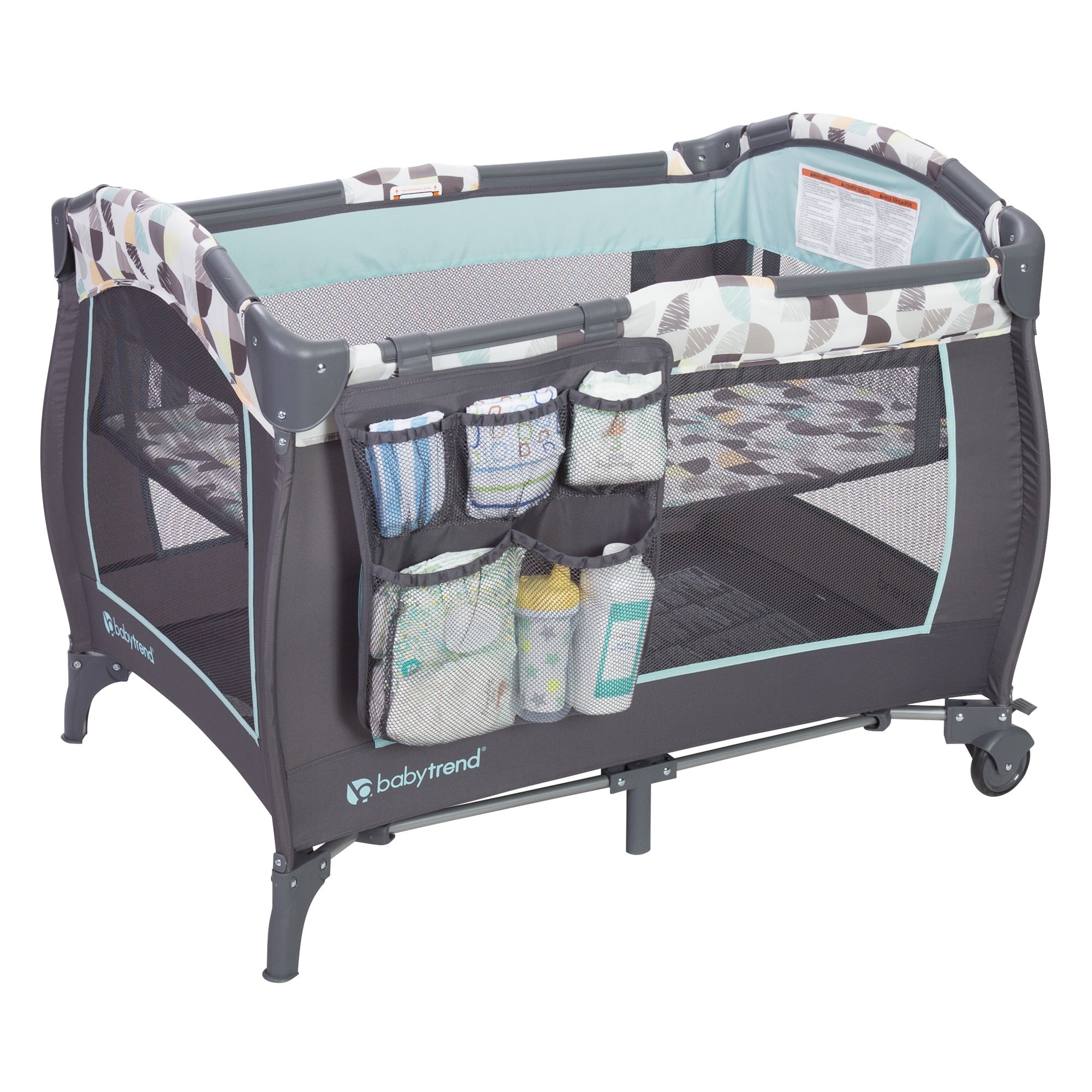 Baby Trend Trend-E Nursery Center Playard Portable Crib w/ Bassinet, Doodle Dots - VMInnovations