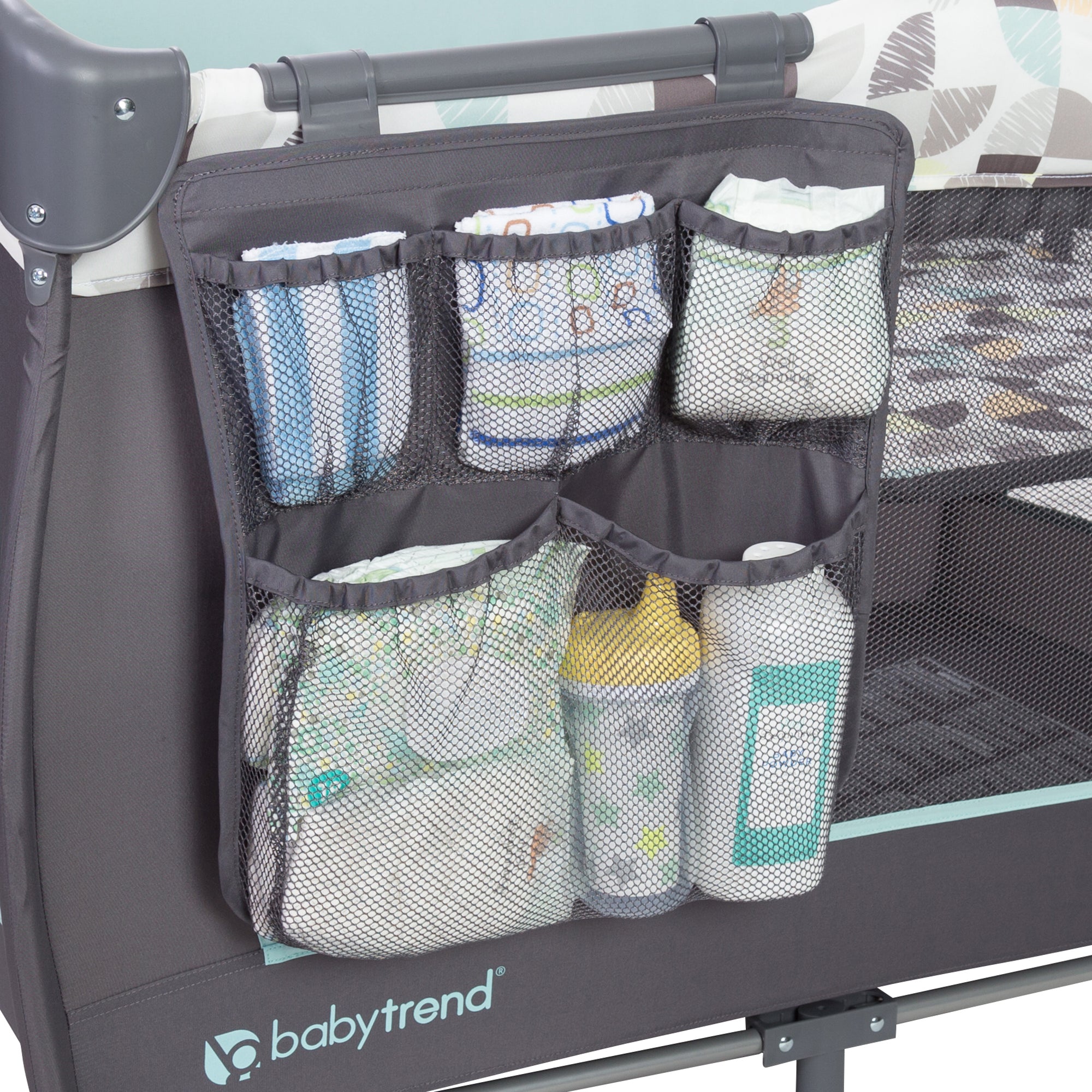Baby Trend Trend-E Nursery Center Playard Portable Crib w/ Bassinet, Doodle Dots - VMInnovations