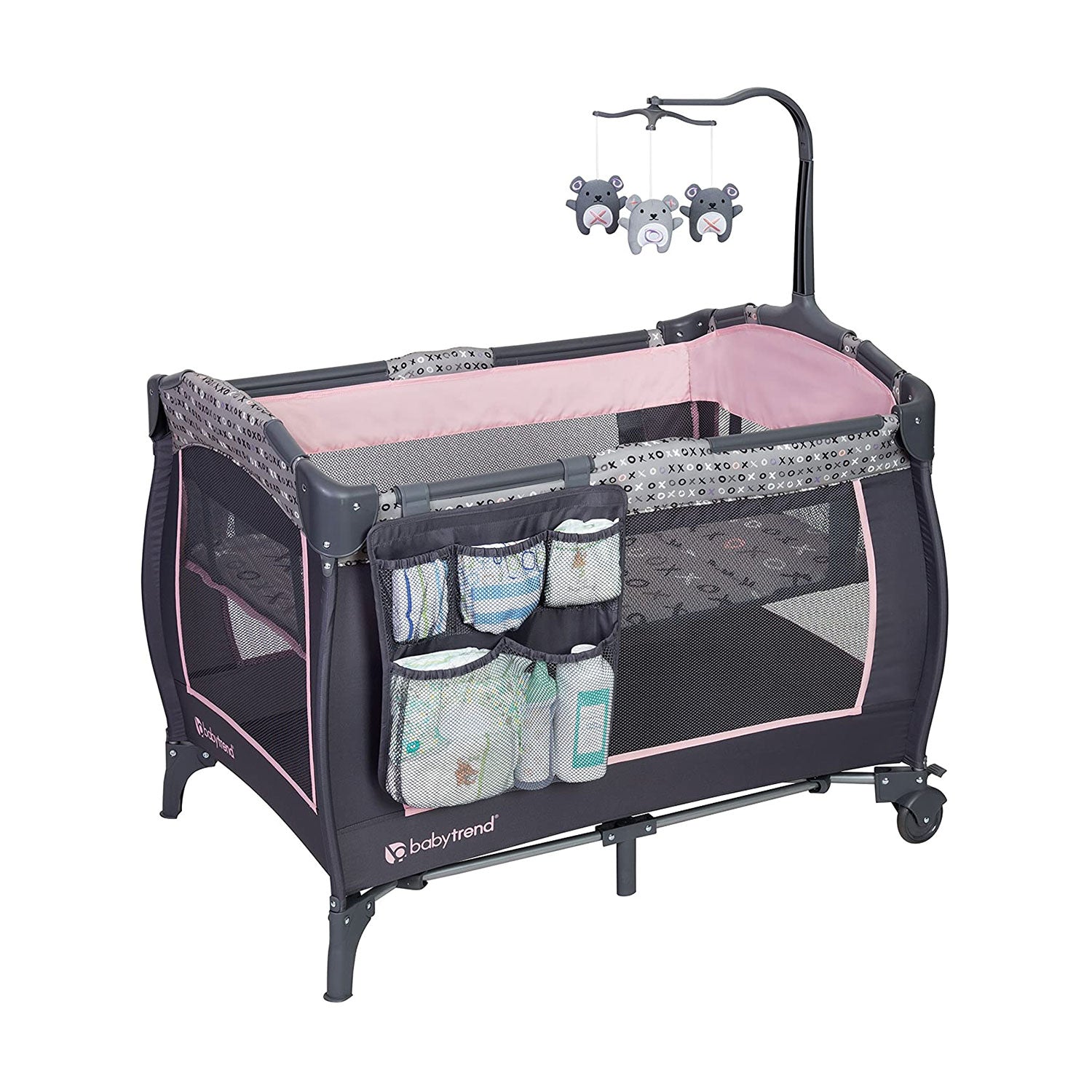 Baby Trend Trend-E Nursery Center Play Yard with Wheels, Pink (Open Box)