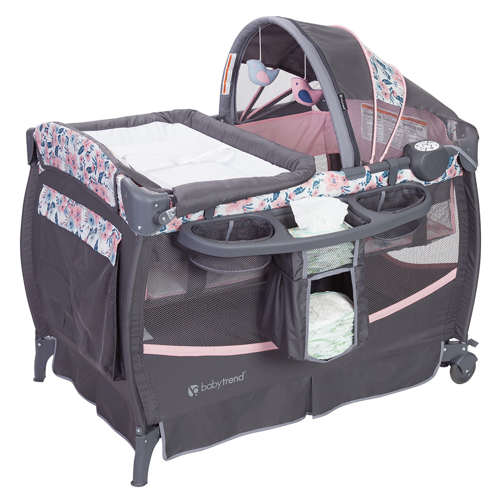 Baby Trend Deluxe II Nursery Center Playard Play Crib with Bassinet, Bluebell - VMInnovations