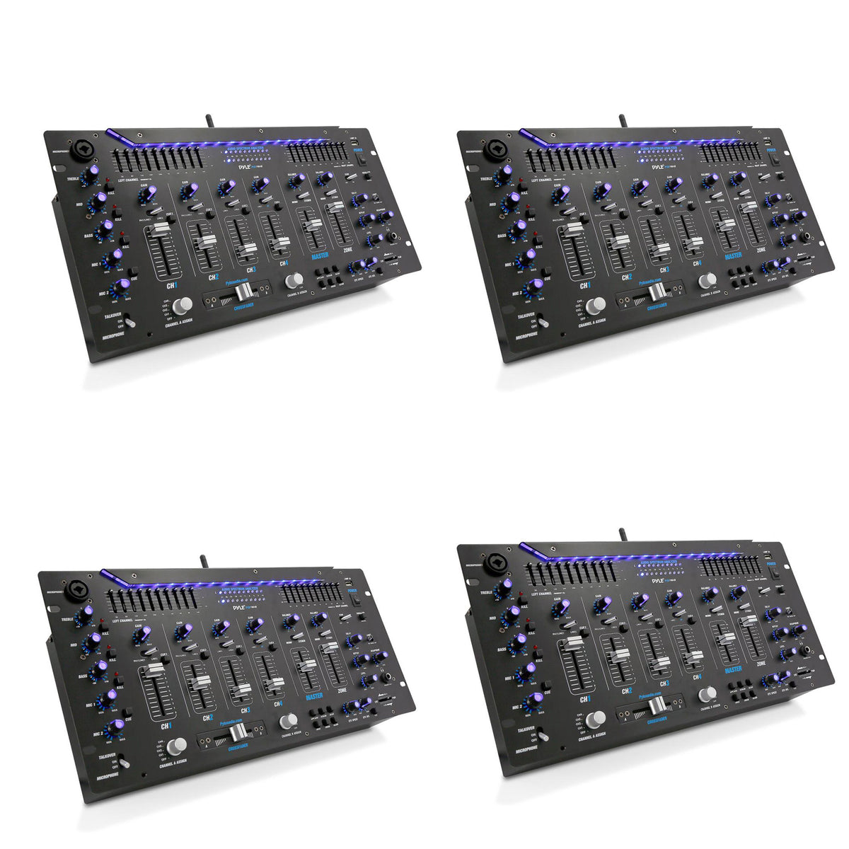 Pyle PYD1964B.5 6 Channel Bluetooth DJ Studio Audio Board Mixer System (4 Pack)