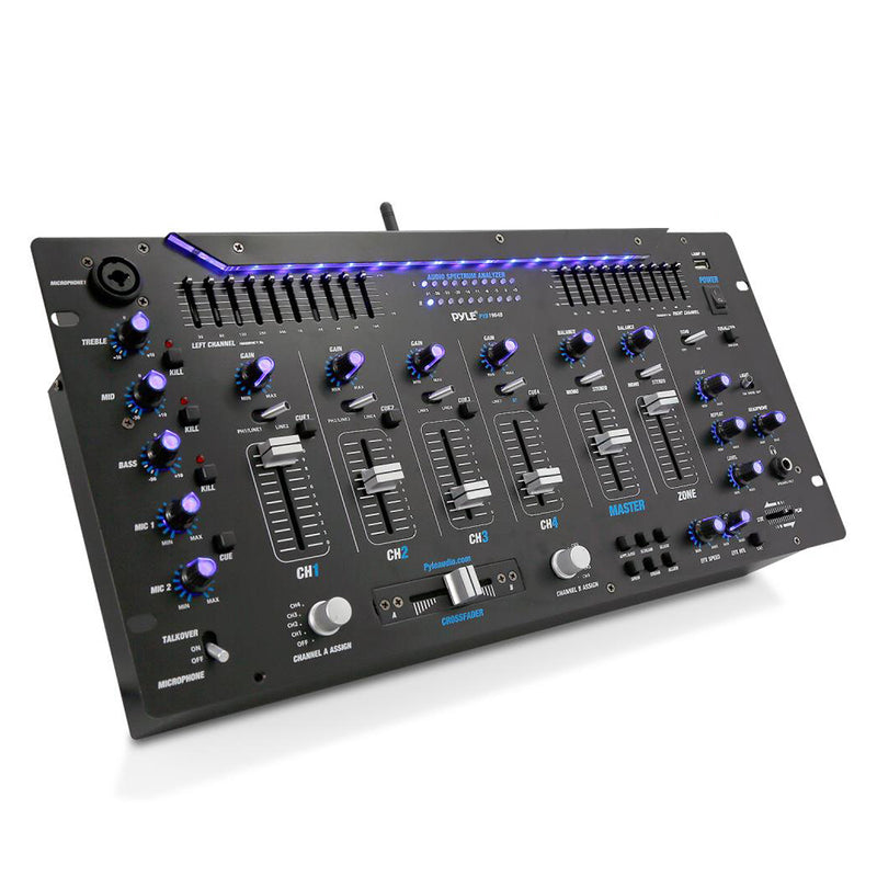 Pyle PYD1964B.5 6 Channel Bluetooth DJ Studio Audio Sound Board Mixer System