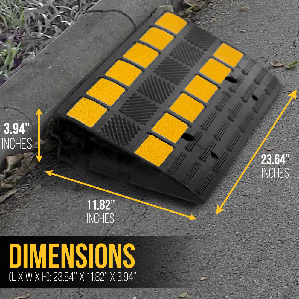 Pyle PCRBDR44 Car/Truck Heavy Duty Rubber Curbside Driveway Bridge Ramp (4 Pack)