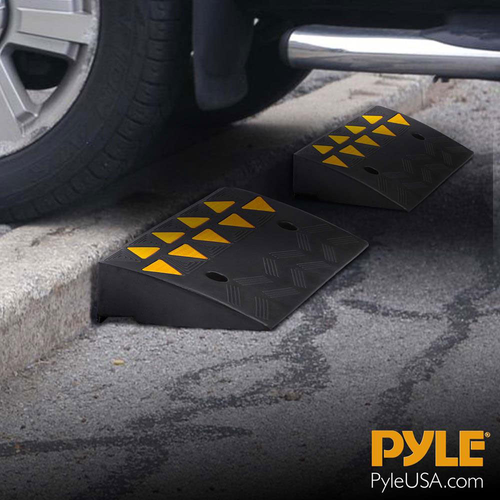 Pyle Car/Truck Heavy Duty Rubber Curbside Driveway Bridge Ramp(1 Pair)(Open Box)