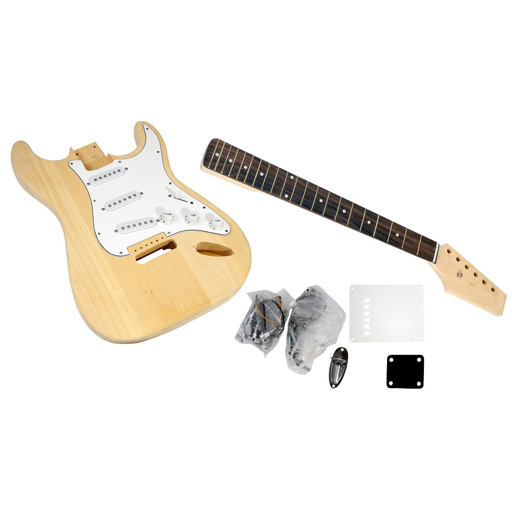 Pyle Pro Unfinished Strat Electric Guitar Build It Yourself Music Instrument Kit
