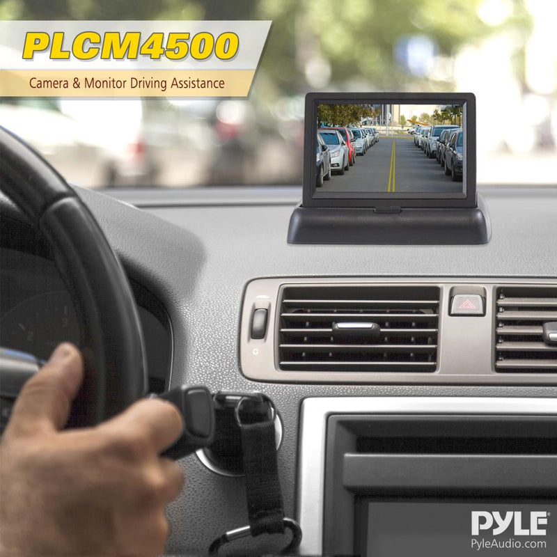 Pyle PLCM4500 Backup Rear View Car Camera and Pop Up Monitor System (2 Pack)