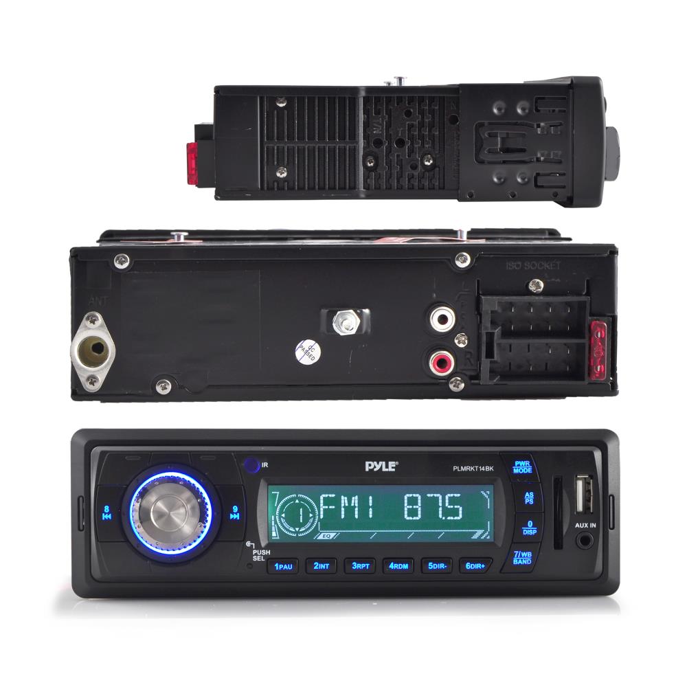 Pyle PLMRKT14BK Marine Receiver Stereo System (2 Pack) with 8 6.5 Inch Speakers