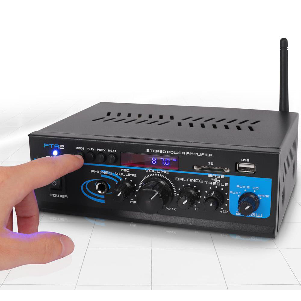 Pyle PTA2 2 x 40W Home Stereo Mini Bluetooth Power Amplifier with Remote Control