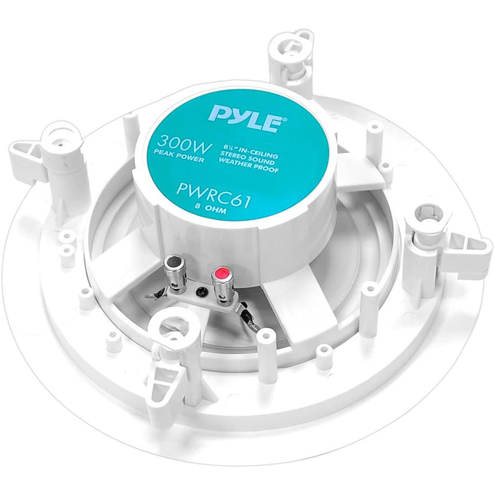 Pyle 6.5 Inch 300W 2-Way Indoor/Outdoor Waterproof Ceiling Speaker, White (Pair)