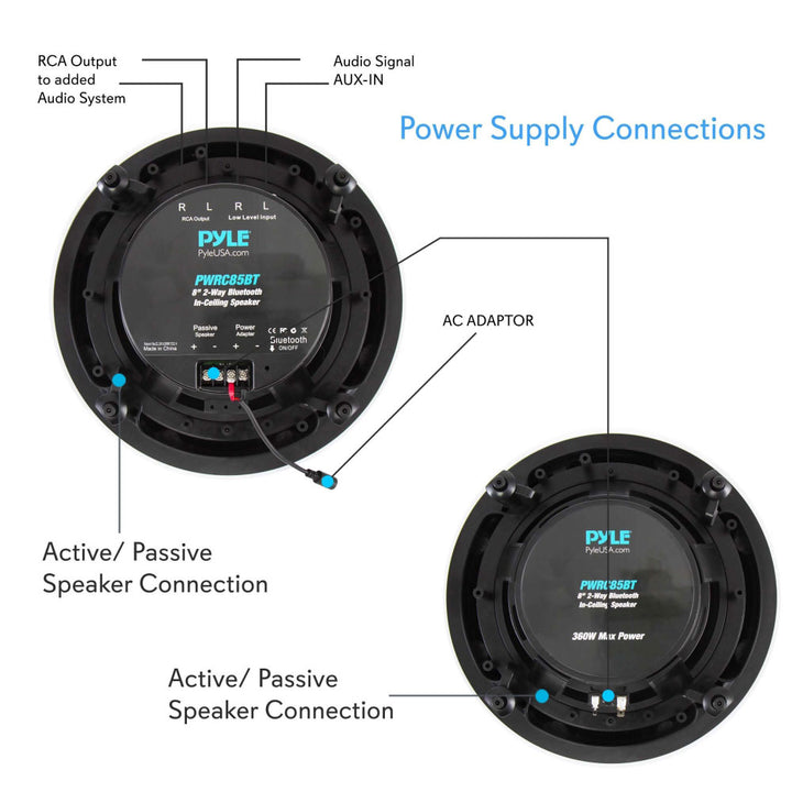 Pyle Dual 8 Inch 360W In Wall/Ceiling Bluetooth Home Audio Speaker Kit(Open Box) - VMInnovations